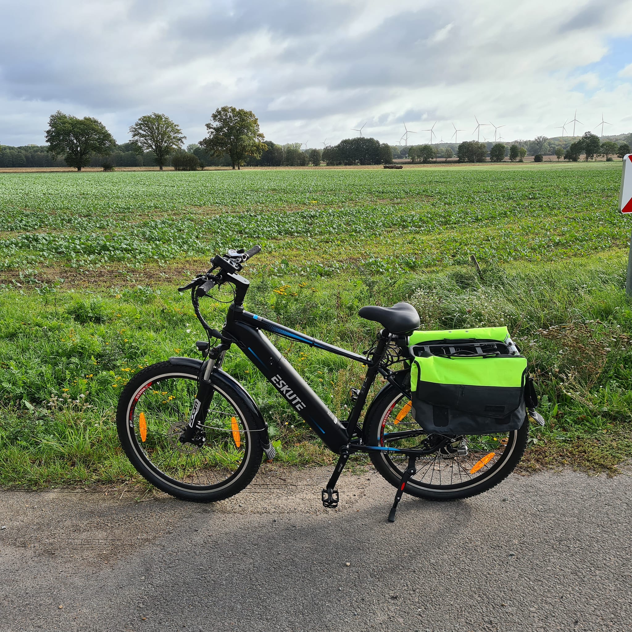 Eskute E-Bike mit Doppeltasche für Gepäckträger