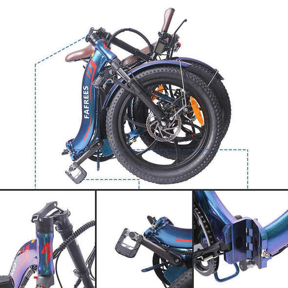 Blau 20 Zoll E-Bike Klapprad Fatbike 250W 650Wh Akku 150km Reichweite