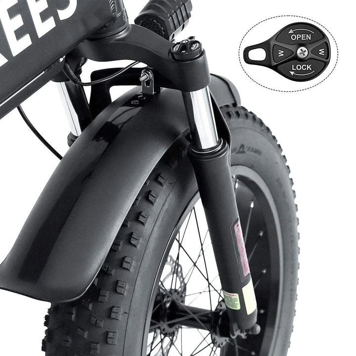 Schwarz 20 Zoll E-Bike Klapprad Fatbike 750W 480Wh Akku 90km Reichweite
