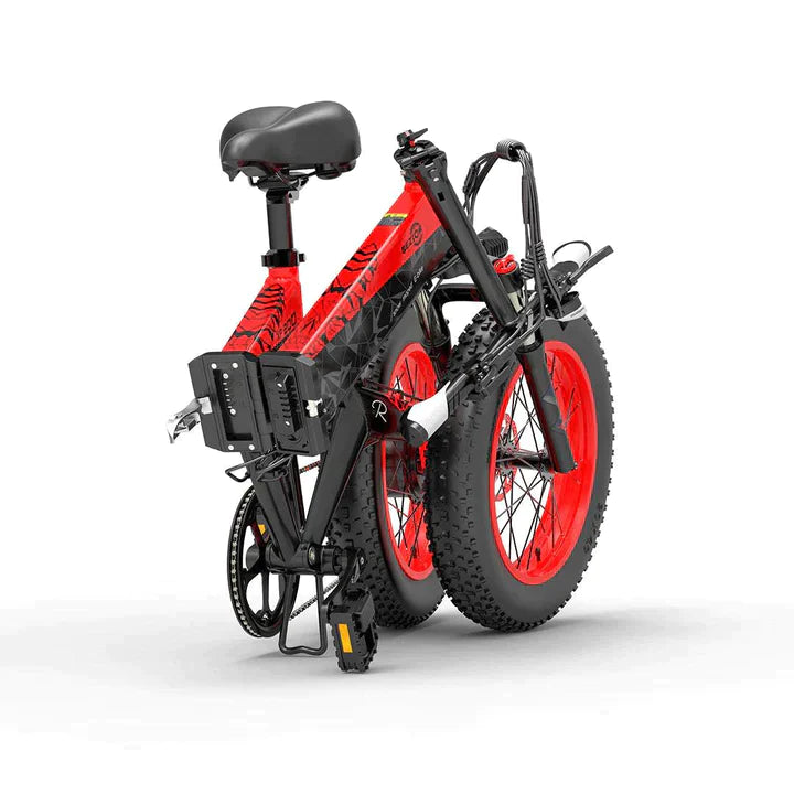 Rot 20 Zoll E-Bike Klapprad Fatbike Mountainbike 1000W 720Wh Akku 100km Reichweite