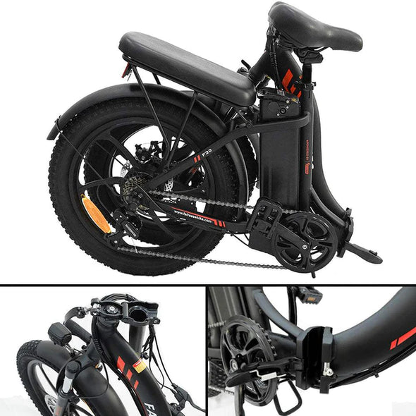 Schwarz 20 Zoll E-Bike Klapprad Fatbike Mountainbike 250W 580Wh Akku 130km Reichweite