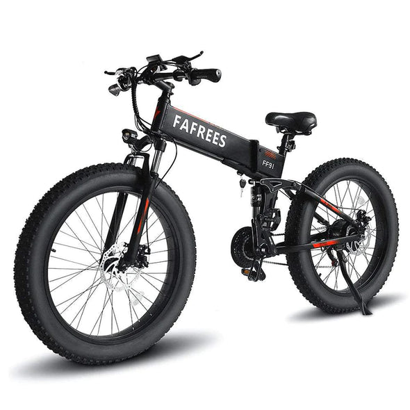 Schwarz 26 Zoll E-Bike Klapprad Fatbike Mountainbike 1000W 480Wh Akku 90km Reichweite