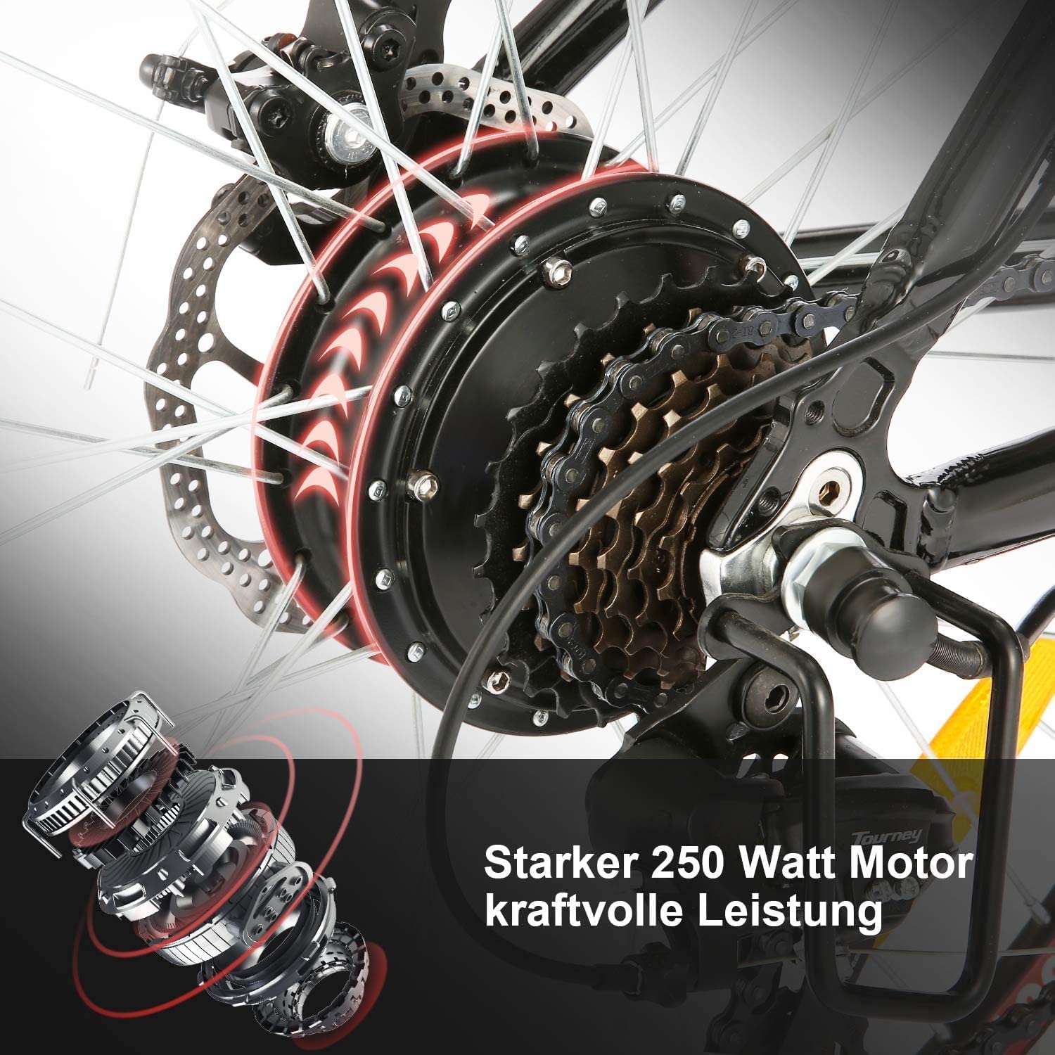 250W Hinterradnabenmotor für E-Bikes